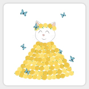 Cat in flower dress Sticker